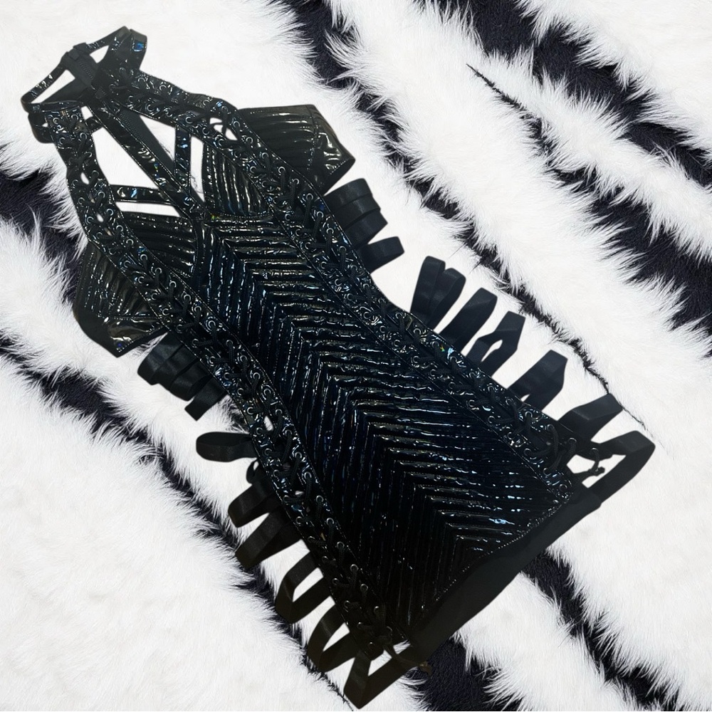 Dolls Kill Black Sequined Cutout Mini Dress